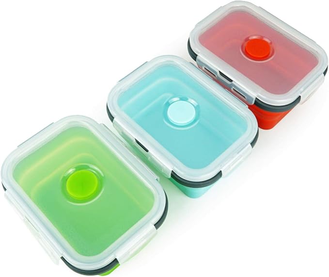 ECOmorning 3 Piece Silicone Food Storage Containers Collapsible Silicone Bowl - Image 4