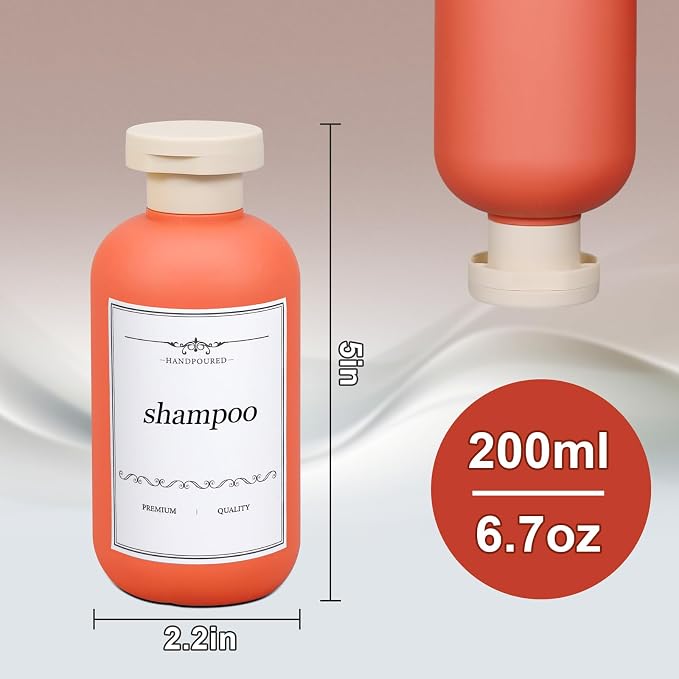 ASEVAT 6.7oz Plastic Refillable Travel Shampoo Bottles, Empty Travel Shampoo - Image 6