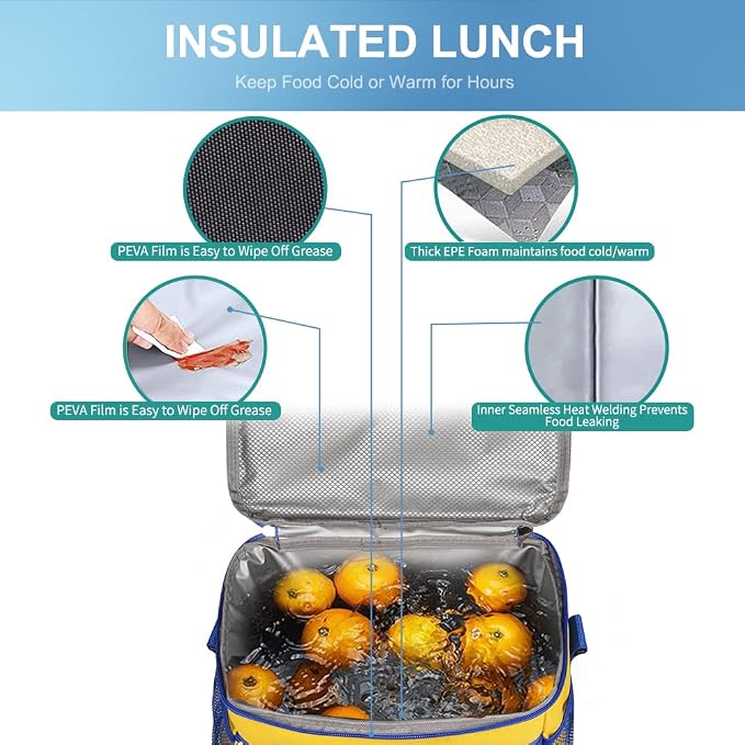 iknoe Large Foldable Cooler Bag, 8.5L Insulated Lunch Bag, Leakproof Lunch - Image 6