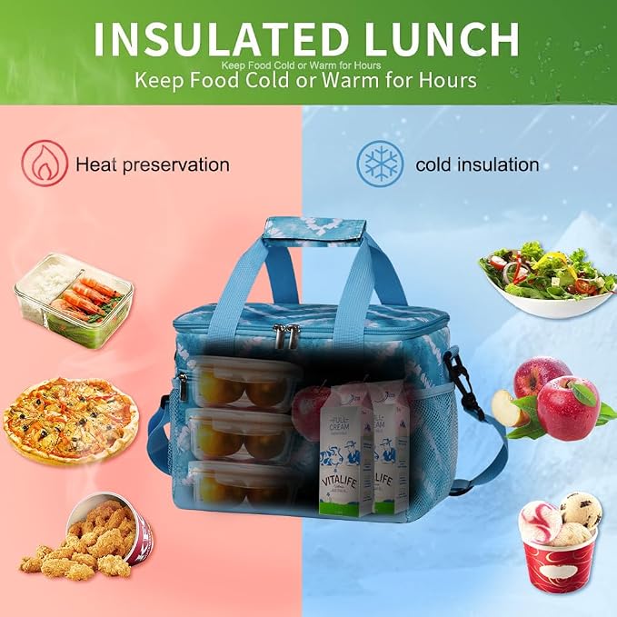 iknoe Large Foldable Cooler Bag, 8.5L Insulated Lunch Bag, Leakproof Lunch - Image 2