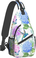 SUPLUCHOM Sling Bag Spring Hummingbird Flower Hydrangea Hiking Daypack by SUPLUCHOM