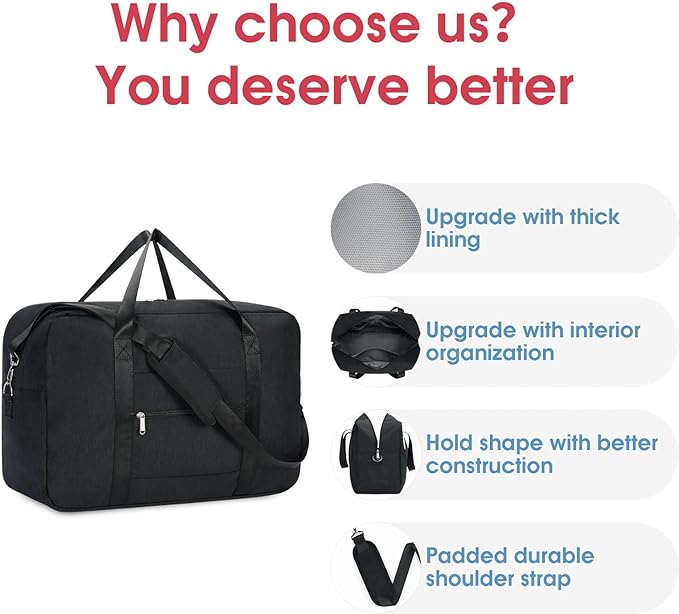 Carry on luaggage 22x14x9 Airlines Approved Foldable Carry on Bag Travel Duffel - Image 5
