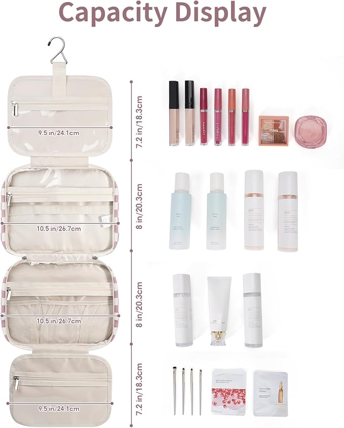 Narwey Hanging Toiletry Bag for Women Travel Makeup Bag Organizer Toiletries - Image 4