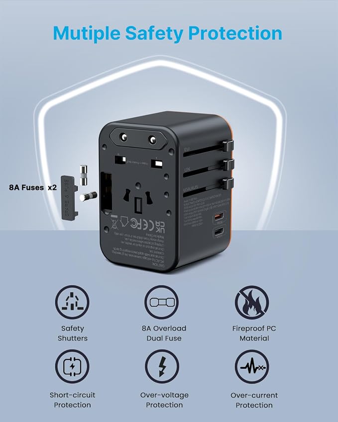 Universal Travel Adapter, VINTAR 35.5W International Power Adapter - Image 5