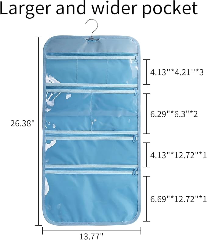 Foldable Clear Hanging Travel Toiletry Bag Cosmetic Organiser Storage - Image 7