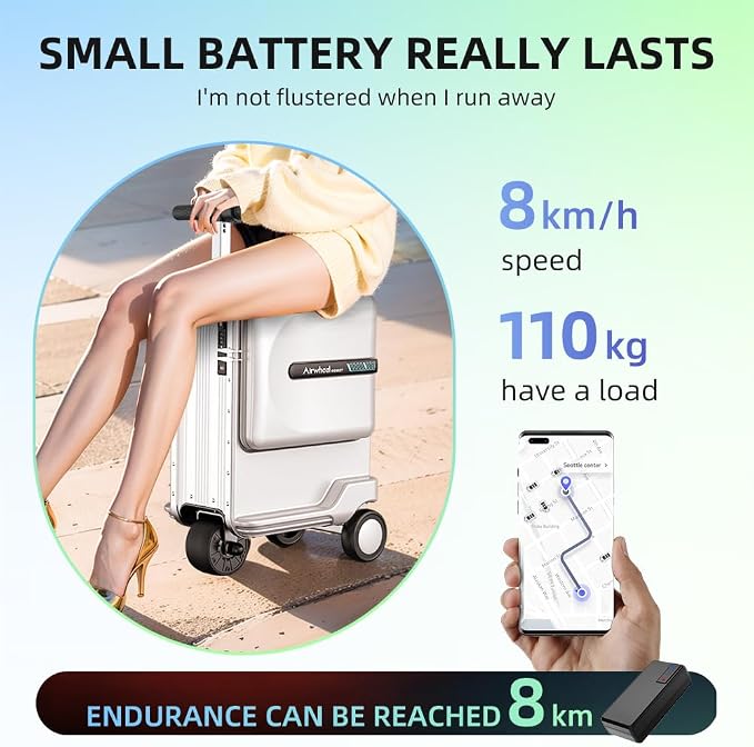 Airwheel 20 Inch Smart Rideable Suitcase Electric Luggage Scooter Carry On - Image 3
