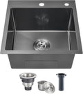 POPFLY 18×18 Inch Drop In Bar Prep Sink, 304 Stainless Steel Top mount Handmade by POPFLY