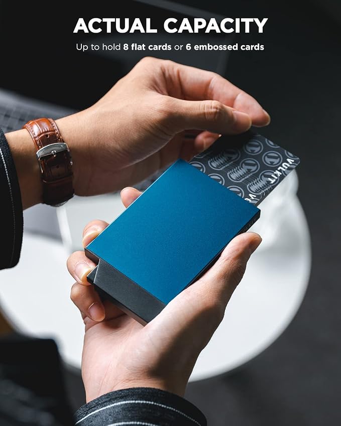 VULKIT Pop up Card Holder Minimalist Credit Card Holder RFID Blocking Slim - Image 2