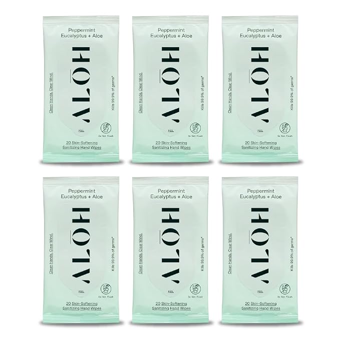 ALŌH Peppermint Eucalyptus Sanitizing Hand Wipes by AL%C5%8CH
