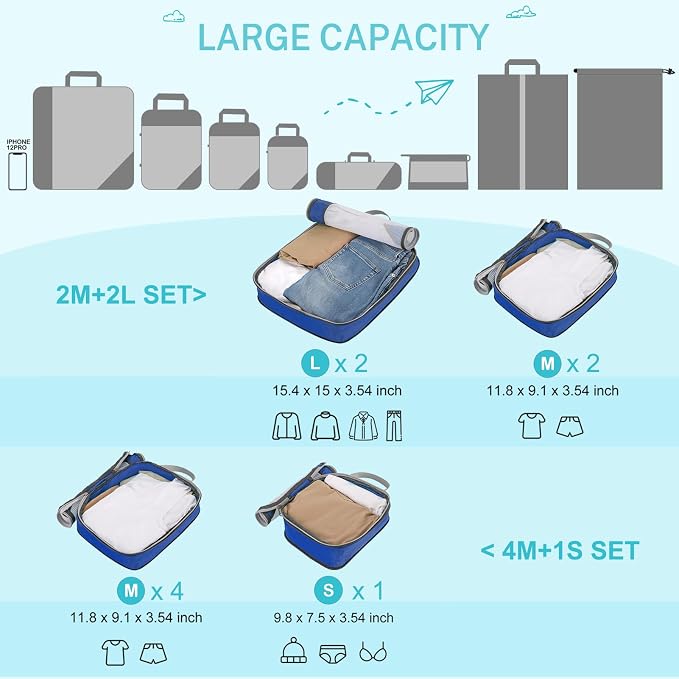 Compression Packing Cubes, Gonex Extensible Storage Mesh Bags Organizers - Image 3
