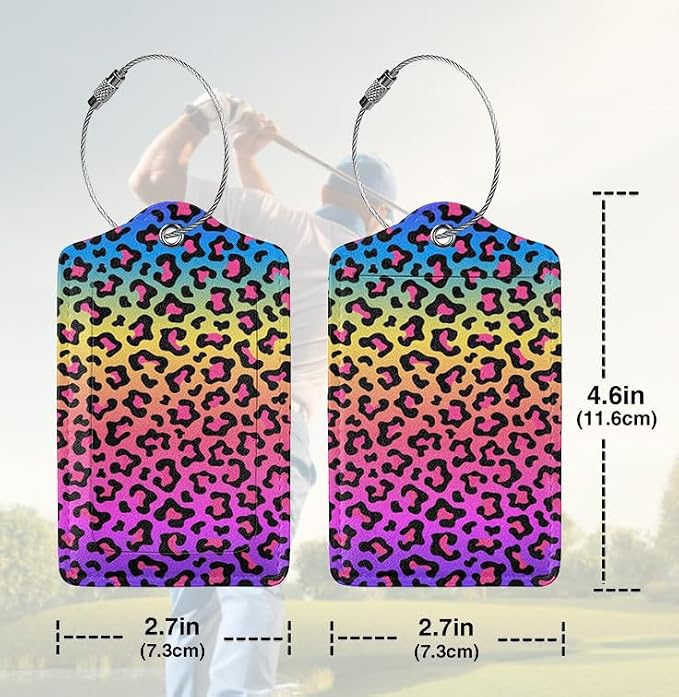 Rainbow Leopard Print 2 Pack Luggage Tags - Image 2