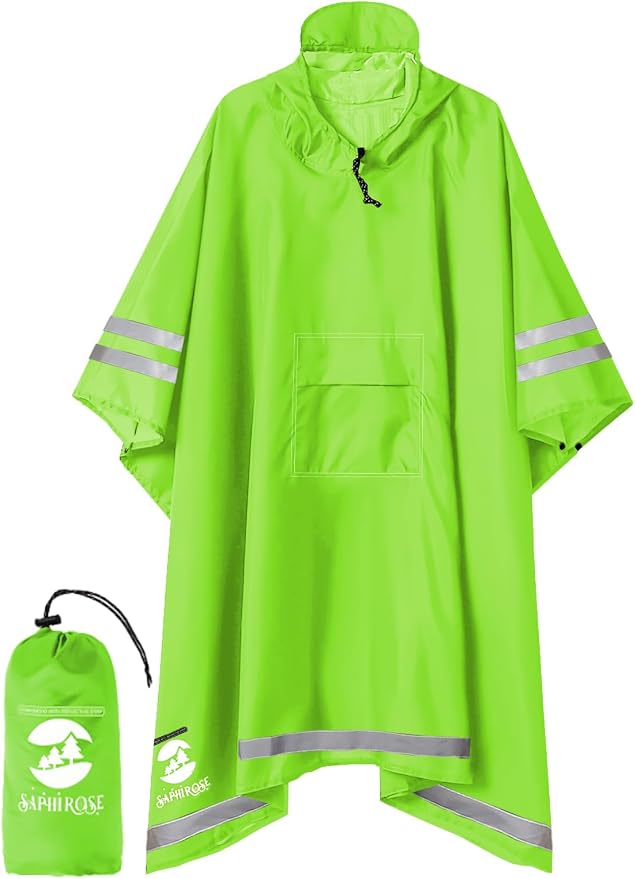 SaphiRose Hooded Rain Poncho Waterproof Raincoat Jacket by SaphiRose