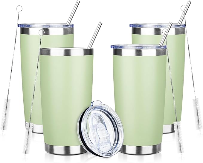 20oz Tumbler with Straw and Brush, Stainless Steel Vacuum Insulated tumbler by Unknown