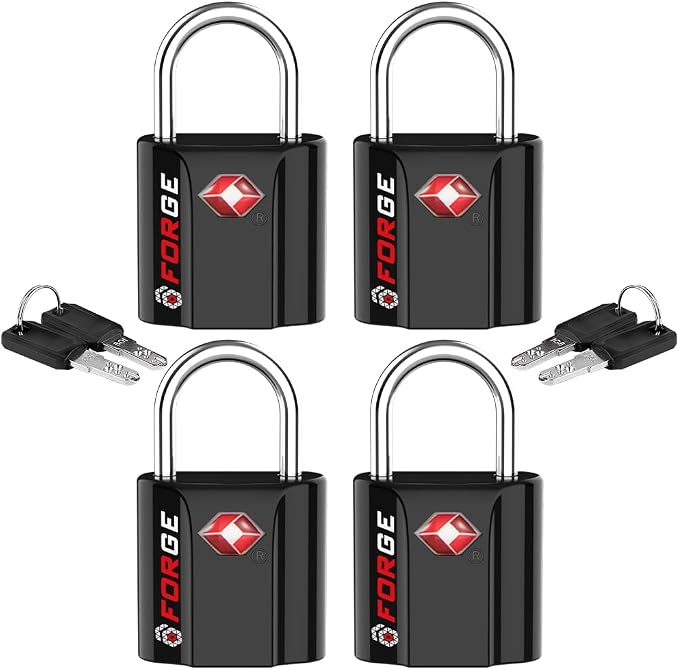TSA Approved Luggage Locks, Ultra-Secure Dimple Key Travel Locks by Forge