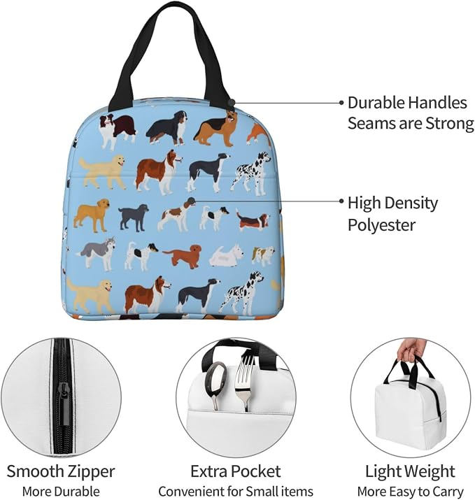 Cute Dog Lunch Box Puppy Lunch Bag Insulated Reusable Lunch Tote Bag Cooler - Image 7