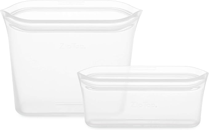 Zip Top Reusable Food Storage Bags | 2 Bag Set | Silicone Meal Prep Container | - Image 2