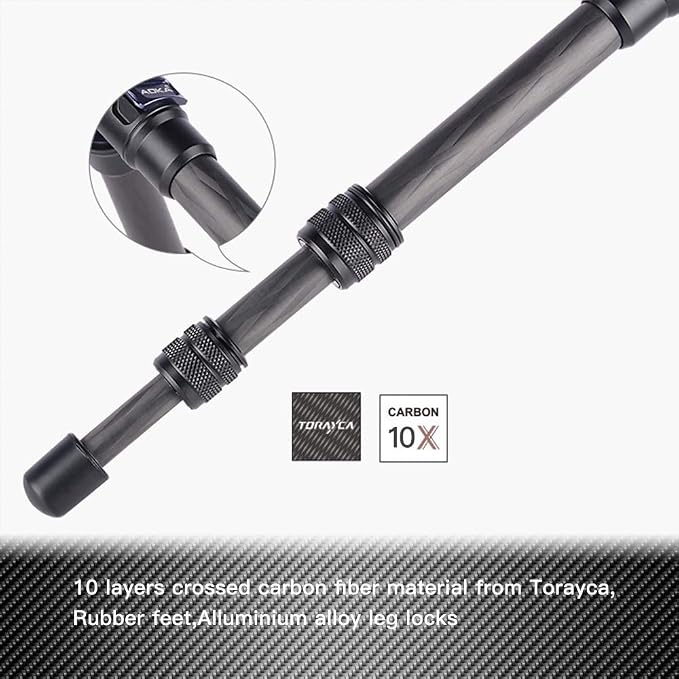 AOKA 28in/1.1lb Mini Portable Carbon Fiber Tripod, Lightweight Compact Travel - Image 2