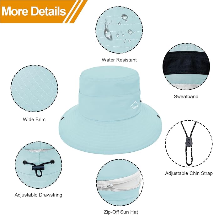 Sun Hats for Women Bucket Hat UV Protection Fishing Hat Wide Brim Safari Hats 2 - Image 6