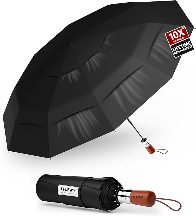 3T Wind Armor Travel Umbrella Compact Easy Auto Open Close Folding Umbrellas by LFLFWY