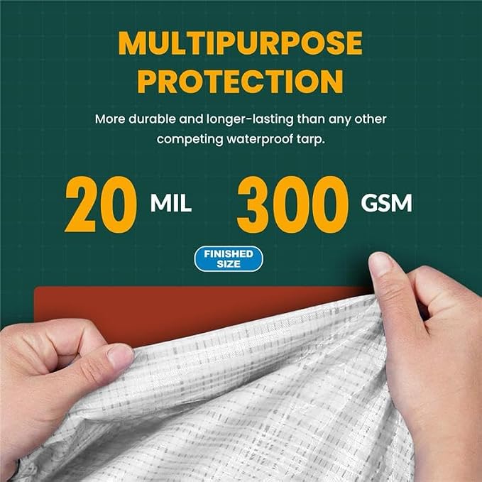 Tarp Cover White Heavy Duty 20 Mill Thick Material, Waterproof 24'X24' Great - Image 3