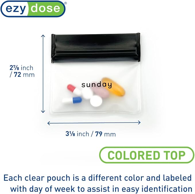 EZY DOSE Reusable 7-Day Pill Pouch Set, Durable Multi-Purpose Travel-Sized - Image 3