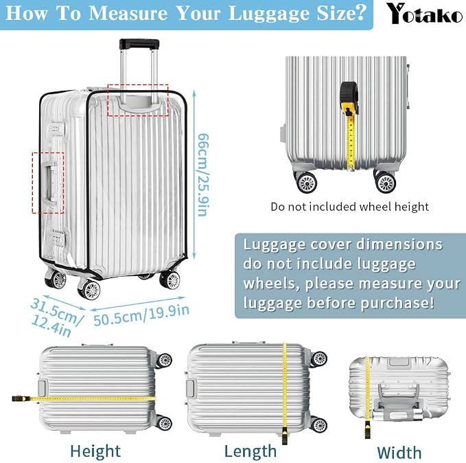 Yotako Clear PVC Suitcase Cover Protectors 28 Inch Luggage Cover - Image 5