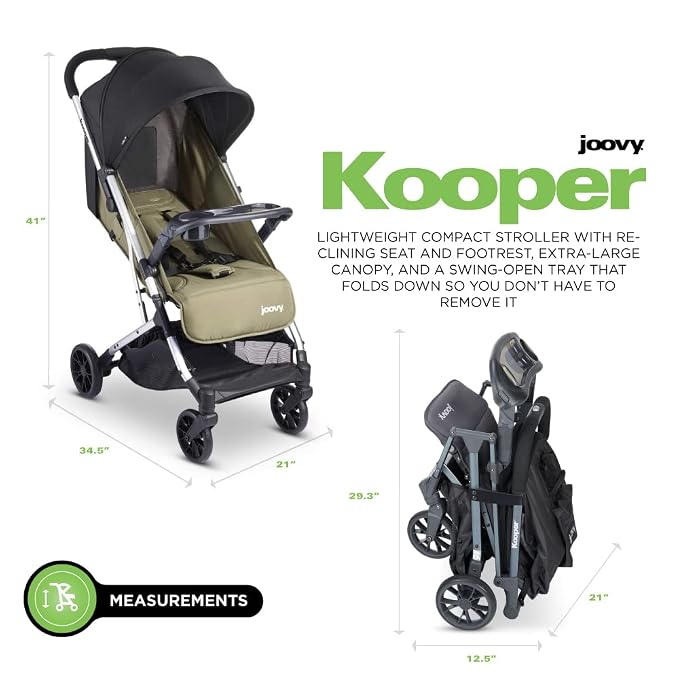 Joovy Kooper Lightweight Baby Stroller Featuring Removable, Swing-Open Tray - Image 6