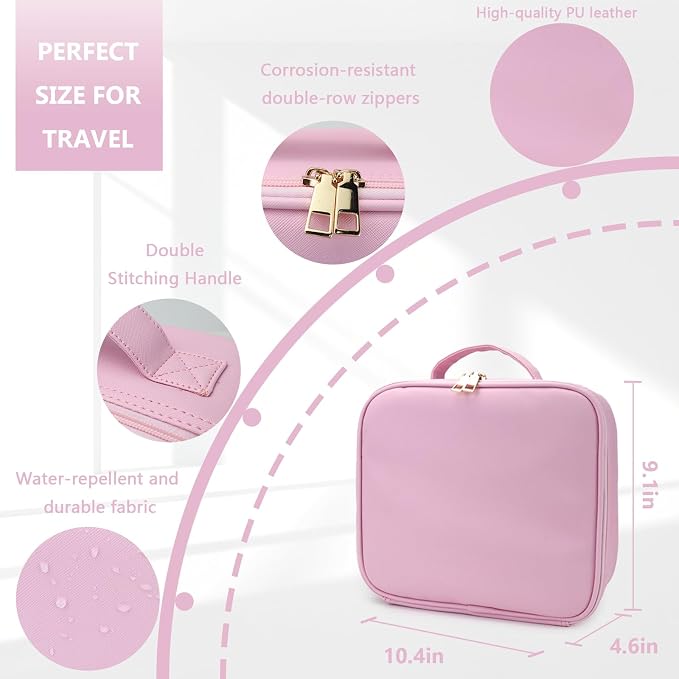 Travel Makeup Bag, with Mirror 3 Color Setting and Detachable 10x Magnifying - Image 3