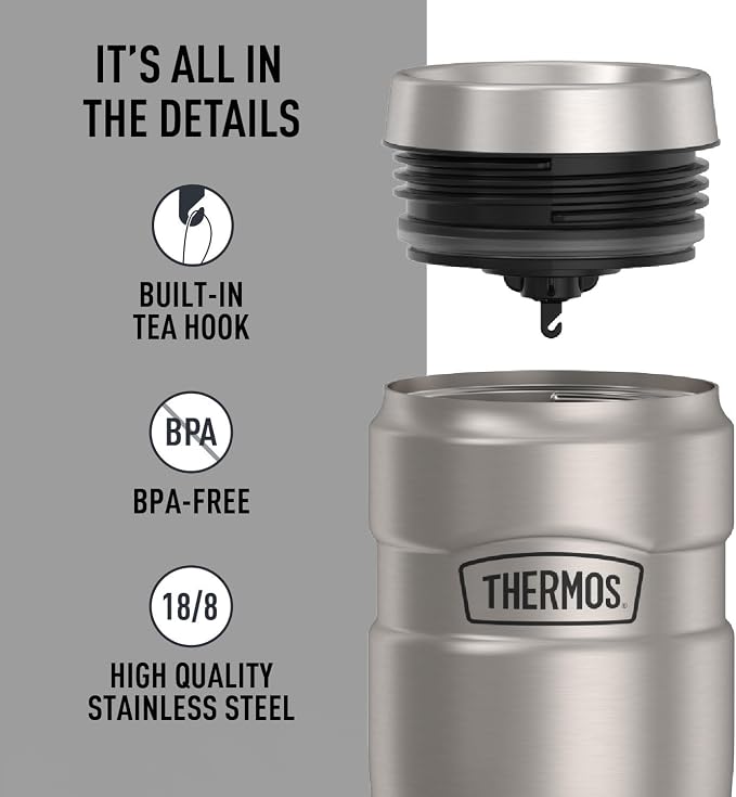 THERMOS Stainless King Vacuum-Insulated Travel Tumbler, 16 Ounce, Matte Steel - Image 4