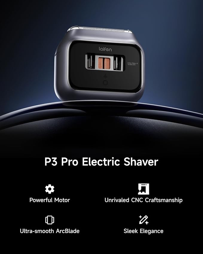 Laifen P3 Pro 3-Blade Electric Shaver, Dual Linear High-Speed Motors 12 - Image 2