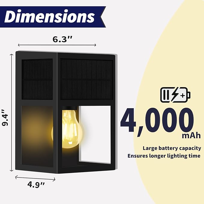 Outdoor Solar Wall Lights, High Brightness Waterproof Lanterns, Porch LED - Image 7