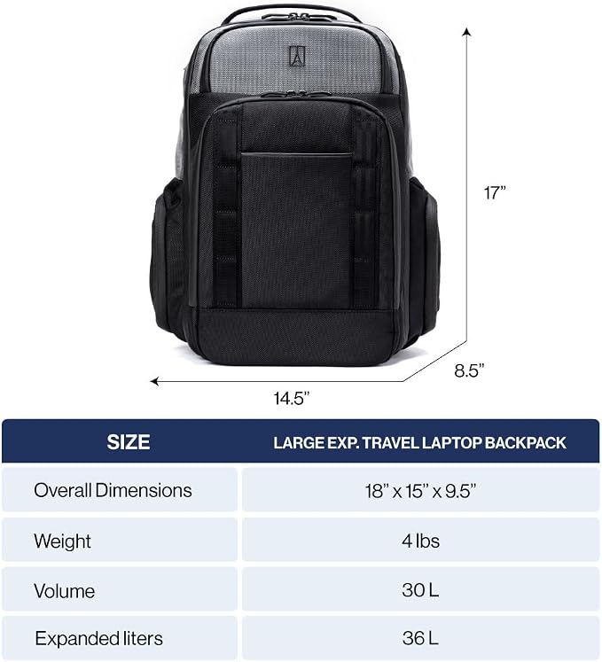 Travelpro Altitude Large Expandable Travel Laptop Backpack 30-36L, 16 Inch - Image 6
