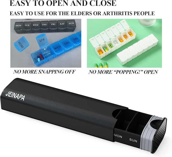 Extra Large Pill Organizer 7 Day, Aluminum Daily Pill Box, Weekly Travel Pill - Image 6