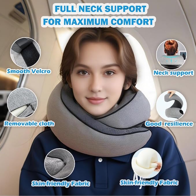 Travel Neck Pillow for Airplane, Memory Foam Travel Neck Pillow, Adults turtle - Image 3