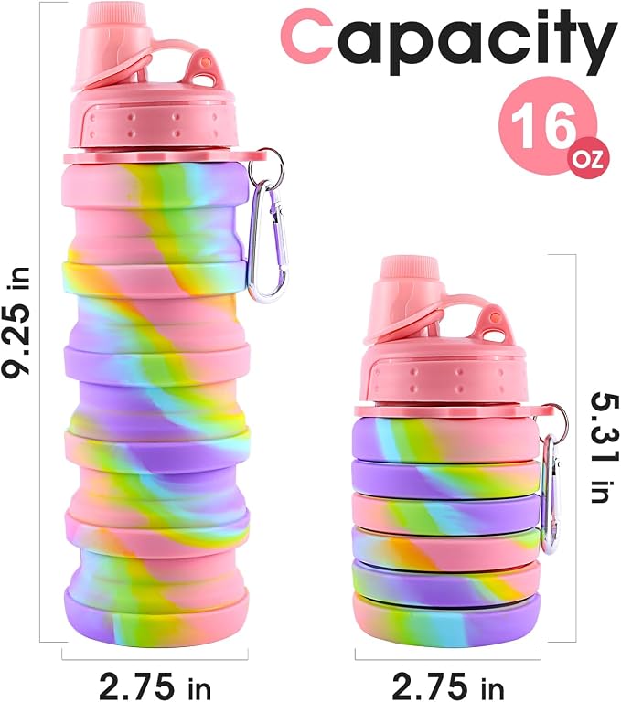 Collapsible Water Bottles for Travel, Foldable Sports Water Bottle for Kids - Image 2