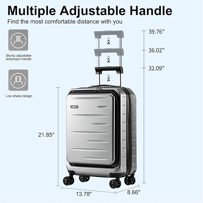 Carry On Luggage 22×14×9 Airline Approved, 20 Inch Lightweight ABS+PC Hard - Image 8