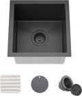 TORVA 14 x 14 Inch Gloss Black Undermount Kitchen Sink, PVD Coated Gunmetal by TORVA