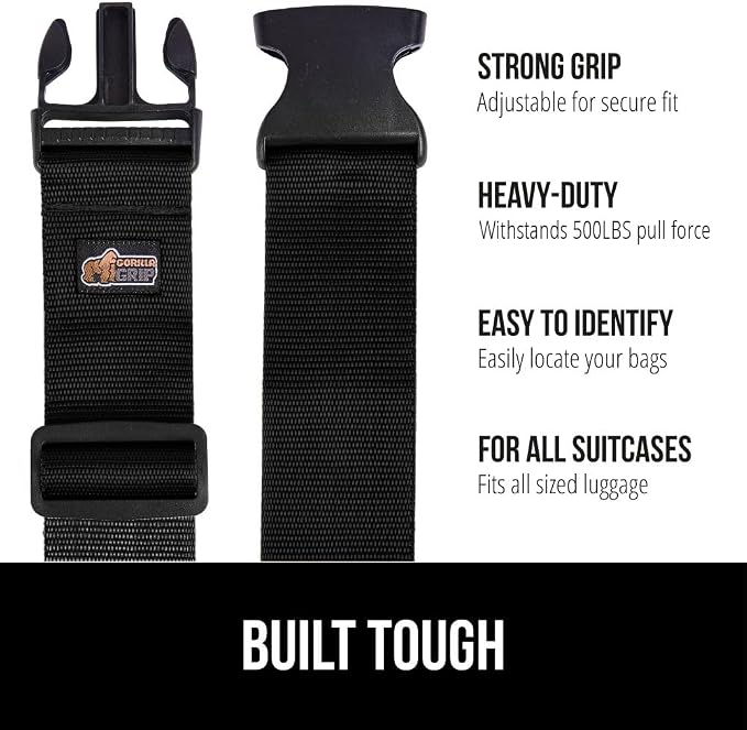 GORILLA GRIP Heavy Duty 4 Pack Adjustable Luggage Straps - Image 2