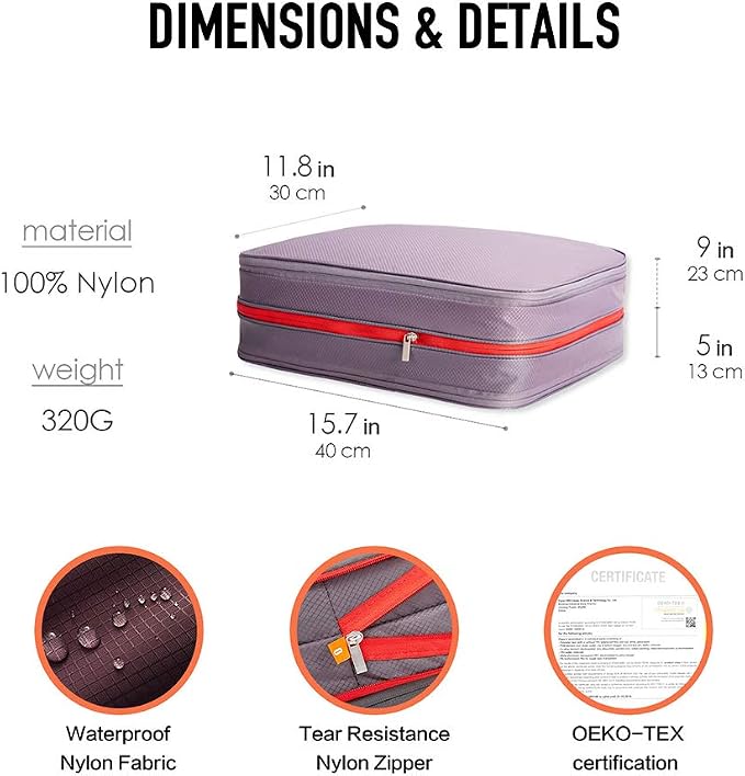 Bee Nesting Waterproof Compression Packing Cubes, Travel Packing organizers - Image 7