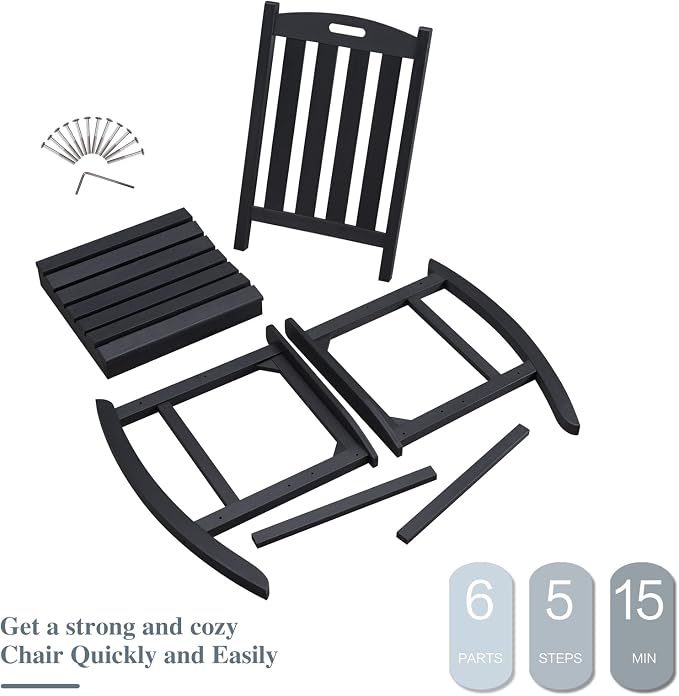Psilvam Oversized Outdoor Rocking Chair, - Image 7