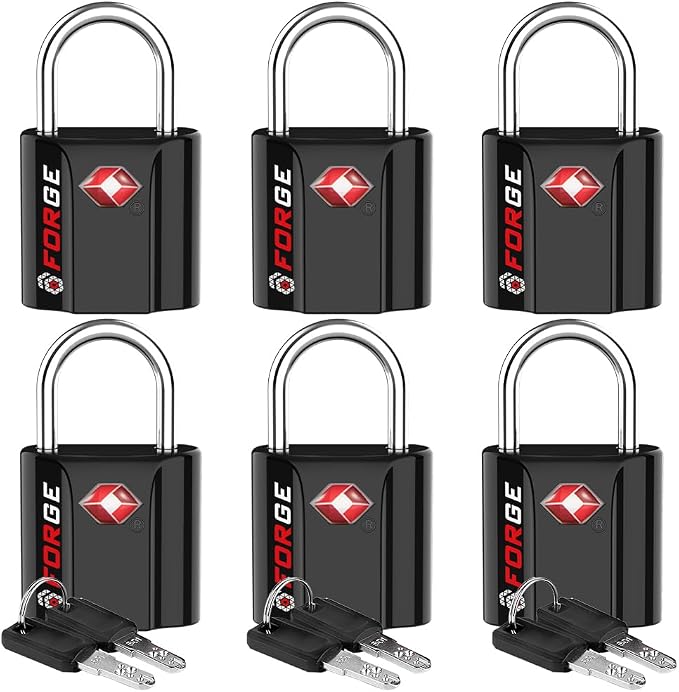 TSA Approved Luggage Locks, Ultra-Secure Dimple Key Travel Locks by Forge