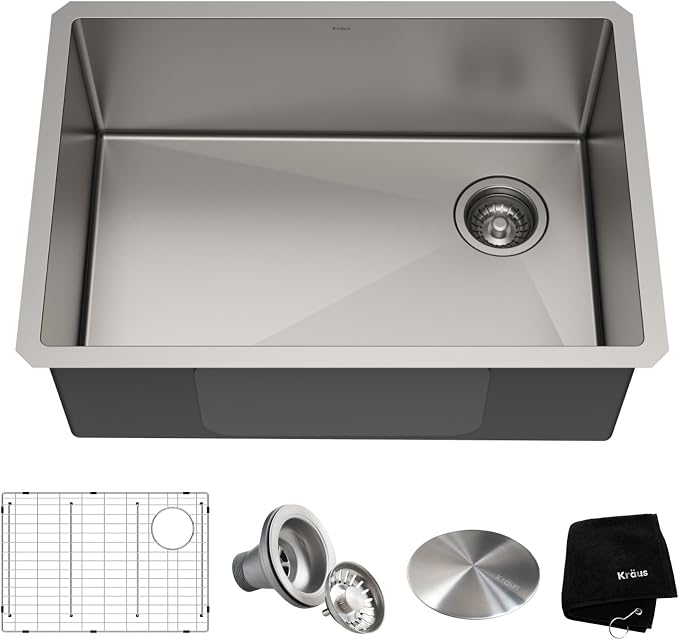 Kraus KHU110-27 Standart PRO 27-inch 16 Gauge Undermount Single Bowl Set by KRAUS