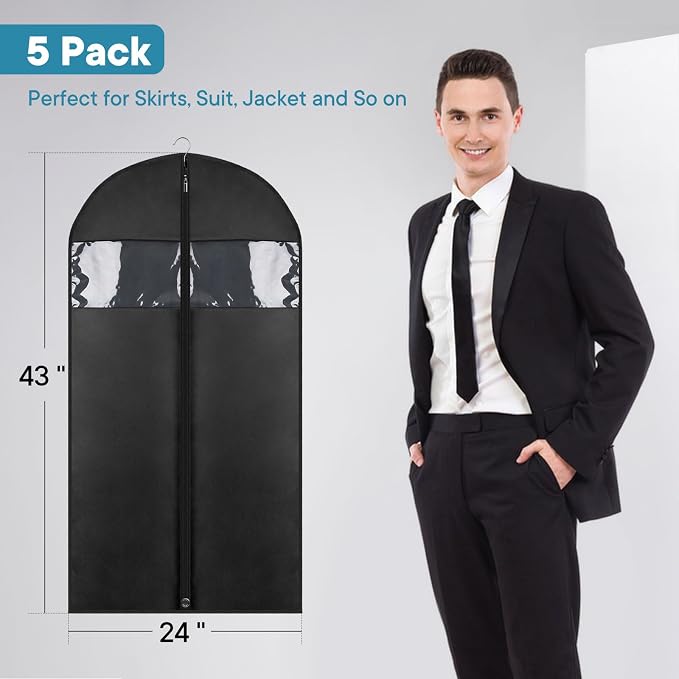 43" Suit Bags for Closet Storage and Travel, Garment Bags for Hanging Clothes - Image 6