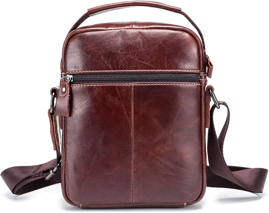 KPYWZER Genuine Leather Shoulder Bag Small Men Messenger Pack Handbag Sling - Image 4