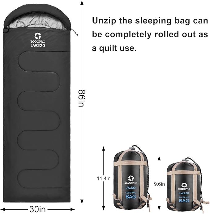 ECOOPRO Warm Weather Sleeping Bag - Image 2
