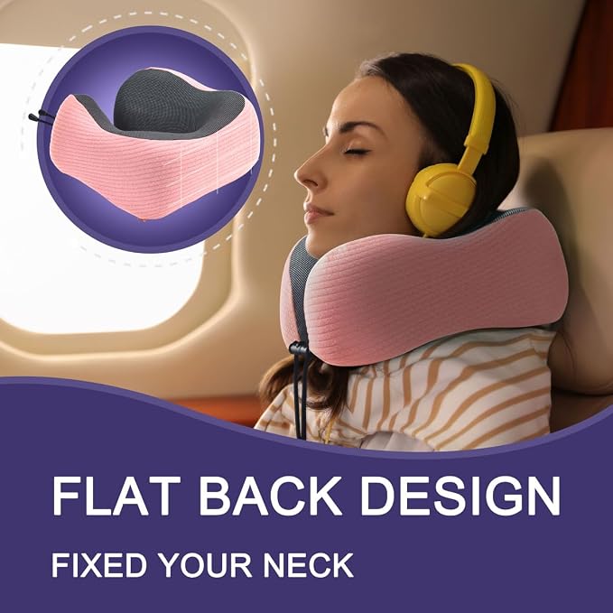 napfun Neck Pillow for Traveling, Upgraded Travel Neck Pillow for Airplane 100% - Image 4