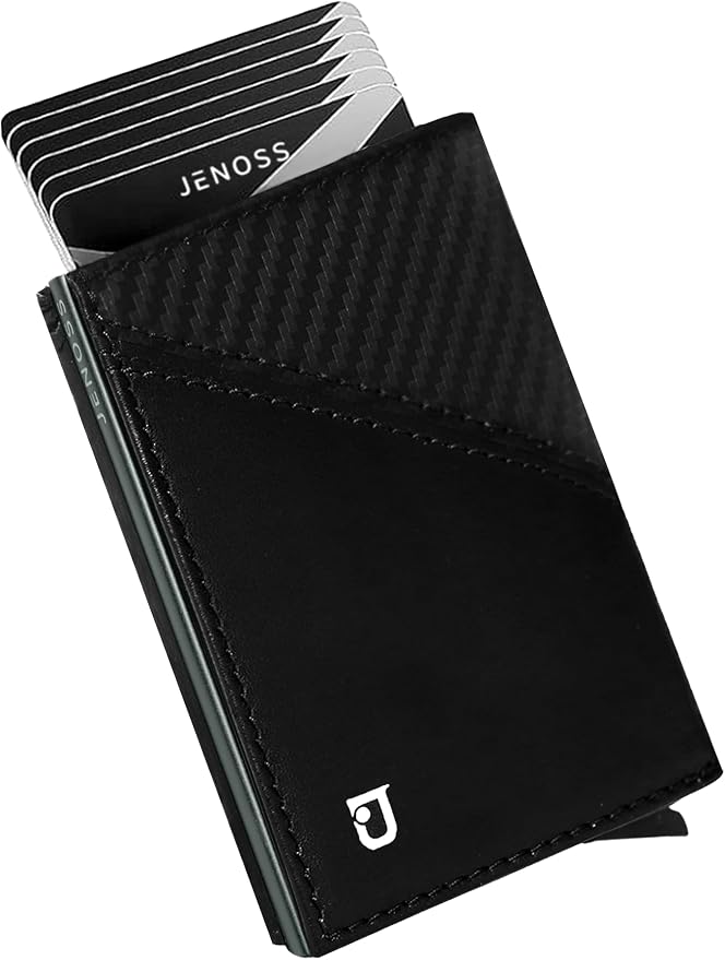 Jenoss Smart Wallet For Men: Full Grain Leather, Handcrafted, Slide Metal Pop by Jenoss-FinestSmartWallet