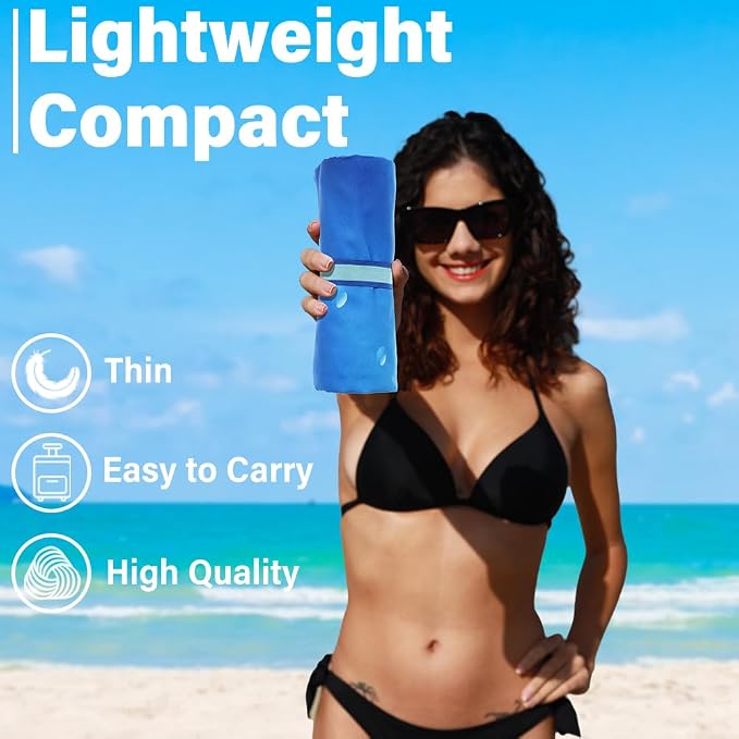 Lightweight Thin Microfiber Beach Towel Sand Free Quick Dry Absorbent Compact - Image 2
