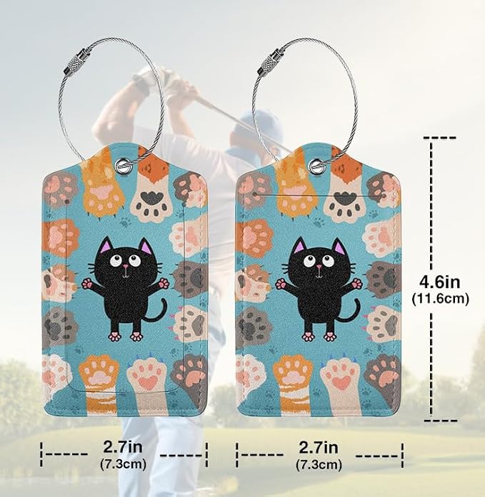 2 Pack Luggage Tags for suitcases Cute Cat Luggage Tag, Leather Stainless Steel - Image 2