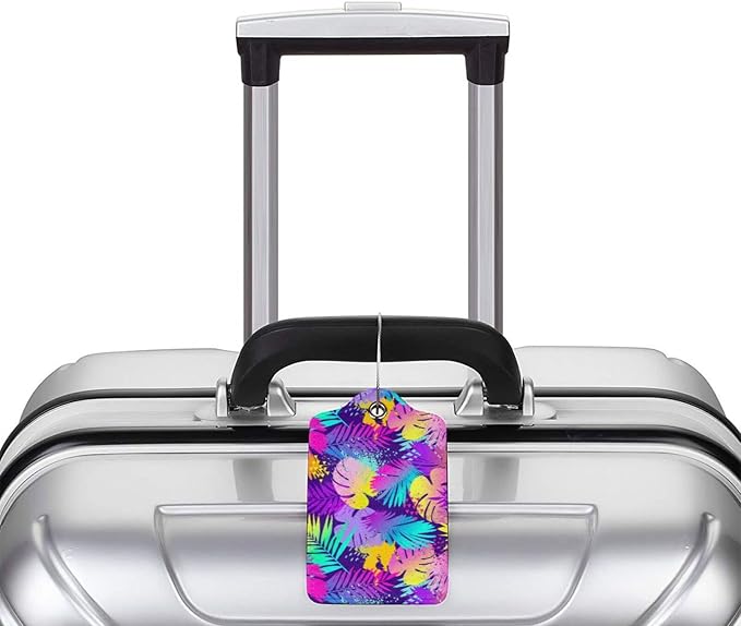Set of 2 Purple Leaves of Palms Tree Luggage Tags - Image 6